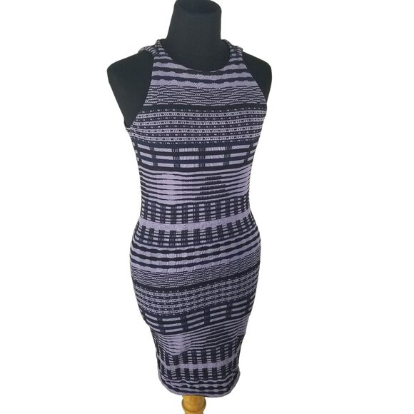 Opening Ceremony Y2K Bodycon Skater Dress Purple Aztec Stripe 2000s Style - Picture 1 of 16